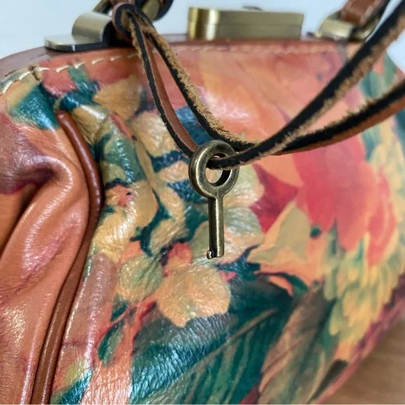 Patricia Nash Painted Floral Leather Satchel with Lock and Key - Picture 5 of 16